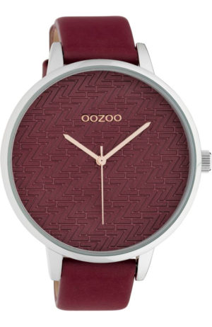 OOZOO Timepieces XL Γυναικείο Ρολόι Μπορντό Δερμάτινο Λουρί C10408