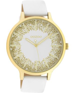 OOZOO Timepieces Γυναικείο Ρολόι Λεύκο Δερμάτινο Λουρί C10566