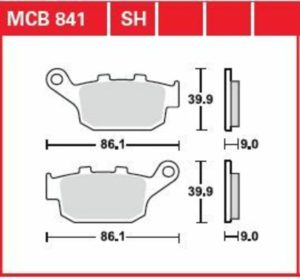 TRW οργανικά τακάκια MCB841 για HONDA CB 500 F ABS 13-22 / HONDA CB 500 X ABS 13-22 1 σετ για 1 δαγκάνα