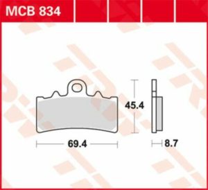 TRW μεταλλικά τακάκια MCB834SV για KTM RC 200 ABS 14-21 / KTM DUKE 125 ABS 13-21 1 σετ για 1 δαγκάνα
