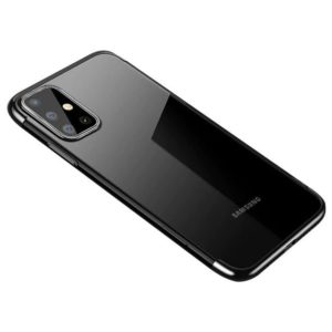 Θήκη Σιλικόνης Clear Color Case Gel TPU Electroplating frame Cover For Samsung Galaxy A41 black