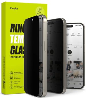 Γυαλί Προστασίας Ringke Privacy Tempered Glass Screen Protector Full Coveraged For iPhone 15 Pro Max jig Package (G4as120)