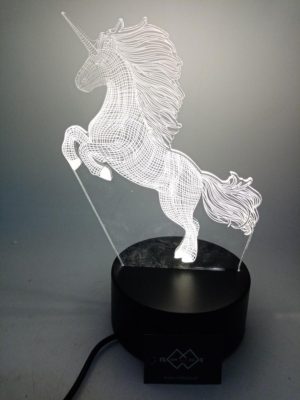 3D Led Ilussion Light Unicorn - φωτιστικό με καλώδιο USB & διακόπτη (H20cm, plexiglass-plastic)