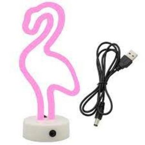 Neon Led Light Flamingo - φωτιστικό με καλώδιο USB & διακόπτη (H28,5cm, plastic)