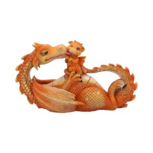 Sweetest Moment Orange Dragon and Dragonling Kissing Figurine by Nemesisnow (20,2cm,resin)