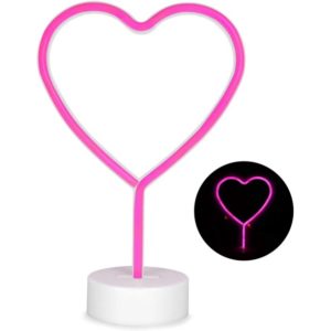 Neon Led Light Heart pink - φωτιστικό με καλώδιο USB & διακόπτη (H28,5cm, plastic)