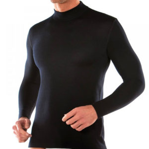 Ισοθερμική ανδρική μπλούζα με ψηλό λαιμό Μαύρο μάλλινη LIABEL