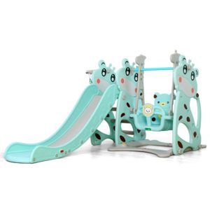 Moni Garden Παιδική Χαρά με Τσουλήθρα, Κούνια και Μπασκέτα, Slide and Swing Miki HBS18019 - B Blue
