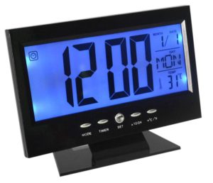 Ρολόι με Ξυπνητήρι, αισθητήρα ήχου, LCD οθόνη, θερμοκρασία Voice Control Back-Light LCD Clock OEM DS-8082