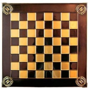 ​Σκακιέρα Μεταλλική Χάλκινη με Σμάλτο Ναπολέων 20x20cm Χειροποίητη Marinakis Bros