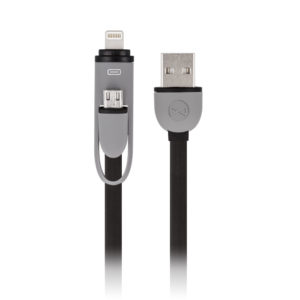 Forever 2in1 micro-USB + iPhone 8-PIN cable silicone black 1m 1,8A