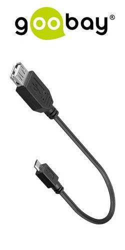 USB A 2.0 FEMALE TO MICRO USB B MALE BLACK CABLE 0.2m 95194 95193
