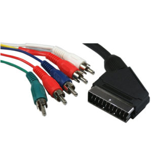 POWERTECH CAB-S005 SCART CABLE MALE 21p TO 5 x RCA MALE 1.5m POWER TECH CABS005