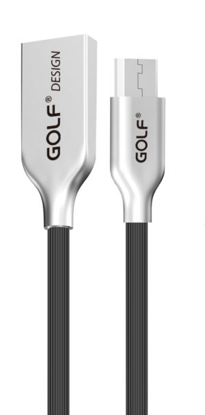 GOLF GC-32M-BK VELOCITY KIRSITE METAL USB A 2.0 CABLE MALE TO MICRO USB B MALE CABLE BLACK 1m