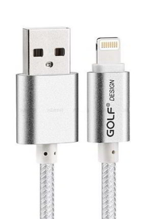 GOLF GF-BDC8S USB A 2.0 LIGHTNING CABLE MALE TO 8pin MALE SILVER 0.25m GC-10 iPHONE 5-5s-5c-6-6plus-7-8 & iPAD4-5-air-mini GC-10I-025-SL