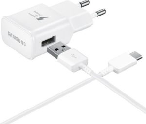 Samsung EP-TA20EWE Original AC 1 X USB 5V 2Am Power Supply Charger White Fast Charging Αυθεντικό Τροφοδοτικό Λευκό & Καλώδιο Type c