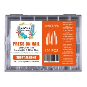 Press On Gelly Tips Clear σε Κασετίνα 120τμχ. - Short Almond / ALOHA Nails + Cosmetics
