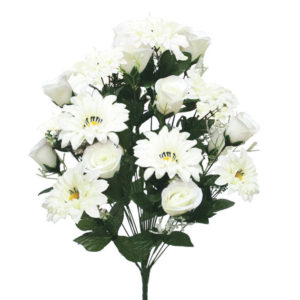 Μπουκέτο Τριαντάφυλλο-Ζέρμπερα Σαμπανί/Λευκό Υ60εκ