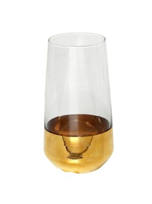 Ποτήρι Νερού Long Drink Διάφανο/Χρυσό 470ml Δ 6,5x15Εκ Espiel
