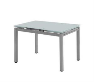 Τραπέζι Blossom 110+(30+30)x70cm Γυαλί Άσπρο/Βαφή Γκρι