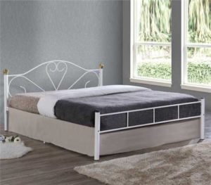Κρεβάτι διπλό Lazar 160x200 Mεταλλικό Άσπρο