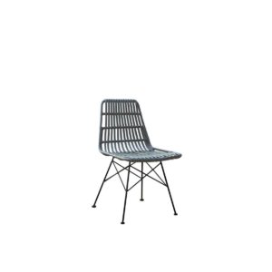 Καρέκλα SALSA Μεταλική Μαύρη/Wicker Γκρι 48x59x80cm (Σετ 4 ΤΕΜ)