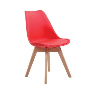 Καρέκλα MARTIN PP Κόκκινο (Ξύλινο πόδι) 49x57x82cm (Σετ 4 ΤΕΜ)