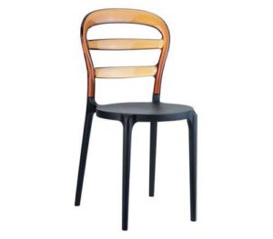Καρέκλα Bibi Πολυπροπυλένιο-Ακρυλική Κάθισμα Μαύρο-Πλάτη Καφέ