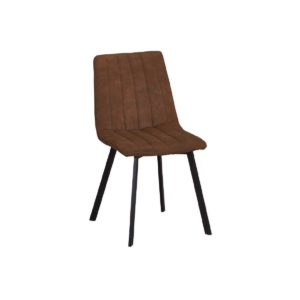 Καρέκλα Μεταλλική BETTY Μαύρη/Ύφασμα Suede Καφέ 45x60x87cm (Σετ 4 ΤΕΜ)