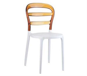 Καρέκλα Bibi Πολυπροπυλένιο-Ακρυλική Κάθισμα Λευκό-Πλάτη Καφέ