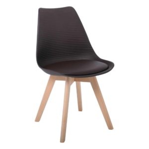 Καρέκλα MARTIN STRIPE Ξύλινο πόδι / PP Καφέ 49x56x82cm (Σετ 4 ΤΕΜ)