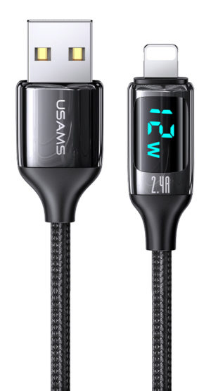 USAMS SJ543USB01 | USAMS καλώδιο Lightning σε USB US-SJ543, 2.4A, 1.2m, μαύρο