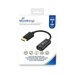 MediaRange HDMI High Speed to DisplayPort converter, gold-plated, HDMI socket/DP plug, 10 Gbit/s data transfer rate, 15cm, black (MRCS175)
