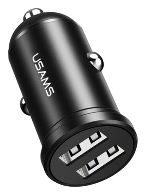 USAMS CC114TC01 | USAMS φορτιστής αυτοκινήτου C20, 2x USB, 2.4A, μαύρο