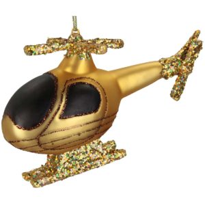 JK Home Décor - Στολίδι Ελικόπτερο Γυάλινο Χρυσό 12cm 2τμχ