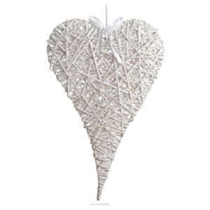 JK Home Décor - Ψαθινη Καρδιά Λευκη Κρεμαστή 60x100cm 1τμχ