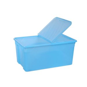 Homeplast Nak Box 92L Γαλάζιο | Κουτί Αποθήκευσης με Καπάκι και Ροδάκια 70×46×34cm Πλαστικό