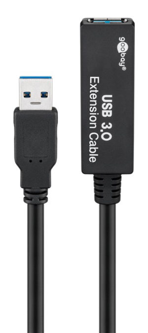 GOOBAY 95727 | GOOBAY καλώδιο προέκτασης USB 3.0 95727, active, 5Gbps, 5m, μαύρο