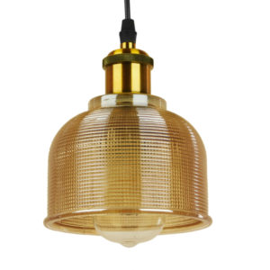 GloboStar® SEGRETO 01448 Vintage Κρεμαστό Φωτιστικό Οροφής Μονόφωτο Χρυσό Γυάλινο Διάφανο Καμπάνα με Χρυσό Ντουί Φ14 x Υ18cm