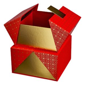 JK Home Décor - Κουτί Χάρτινο Χρυσό-Κόκκινο 21x21x12cm-19x19x10cm 1τμχ