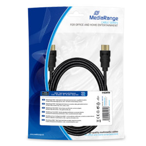 MediaRange HDMI High Speed with Ethernet connection cable, gold-plated contacts, 18 Gbit/s data transfer rate, 3.0m, cotton, black (MRCS198)