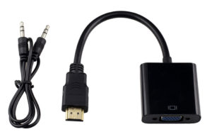 POWERTECH CAB-H071 | POWERTECH αντάπτορας HDMI σε VGA CAB-H071, με audio jack, μαύρο, 0.20m