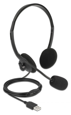 DELOCK 27178 | DELOCK headphones με μικρόφωνο 27178, stereo, USB, volume control, μαύρα