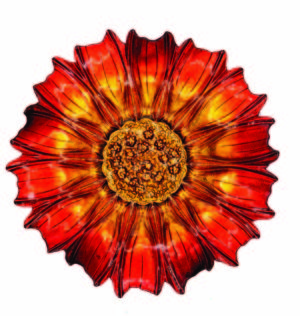 JK Home Décor - Γυαλ.Πιάτο Κόκκινο Λουλούδια 30cm 1τμχ