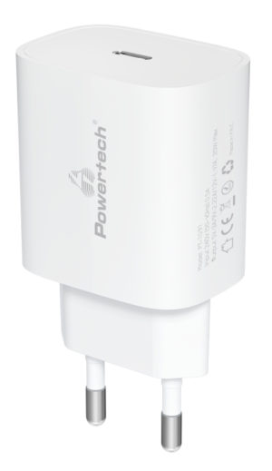 POWERTECH PT-1091 | POWERTECH φορτιστής τοίχου PT-1091, USB-C, PD 20W, λευκός