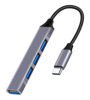POWERTECH PT-1113 | POWERTECH USB hub PT-1113, 4x θυρών, 5Gbps, USB-C σύνδεση, γκρι
