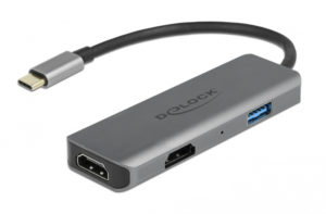 DELOCK αντάπτορας USB Type-C σε USB & 2x HDMI 87780, 480Mbps, 4K, γκρι