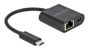 DELOCK αντάπτορας USB Type-C σε ethernet RJ45 66644, 1000Mbps, μαύρο