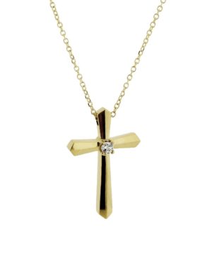 Χρυσός Γυναικείος Σταυρός με Διαμάντι Κ18 (080657)