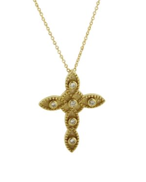Χρυσός Σταυρός με Αλυσίδα και Διαμάντια Κ18 (102555)